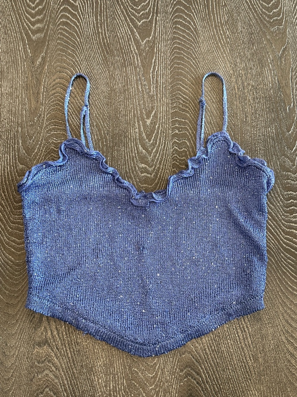 Tiger Mist Blue Knit sweater Ruffle Cami Sequins small